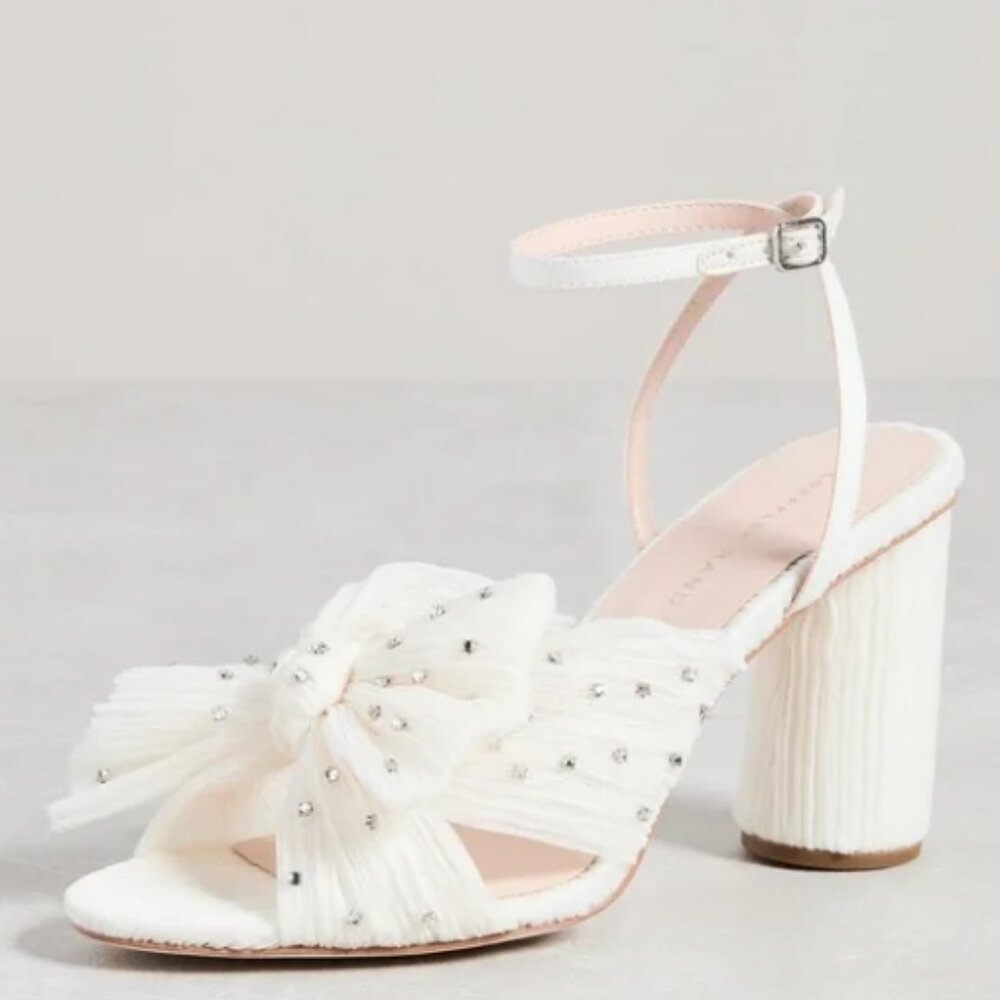 Loeffler Randall Camellia Pearl Rhinestone Bow Heels - Sz 10